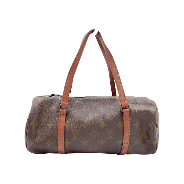 Secondstore Louis Vuitton Papillon 30 tube bag in brown Monogram canvas with natural leather handles