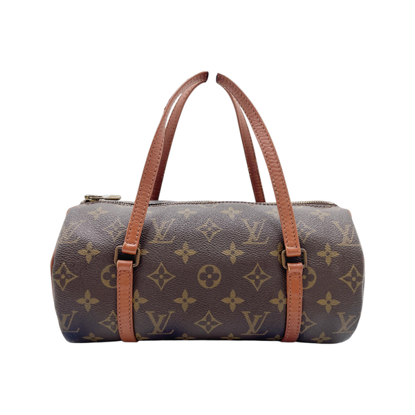 Secondstore pre-owned Louis Vuitton Papillon 26 barrel bag in brown Monogram canvas with natural leather handles