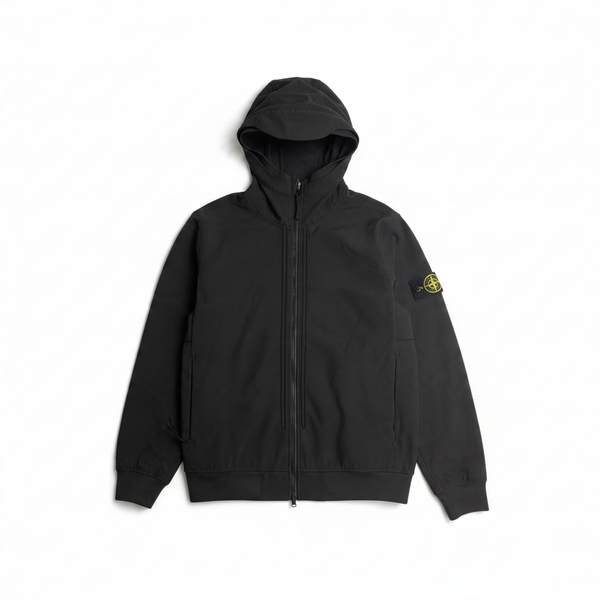 Veste Stone Island Light Soft Shell-R noire à capuche