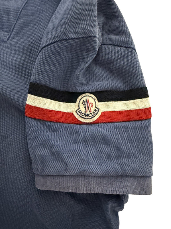 Polo Moncler bleu logo manche