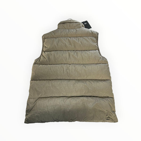 Dos d'une doudoune sans manches Secondstore C.P. Company en nylon irisé beige avec matelassage horizontal