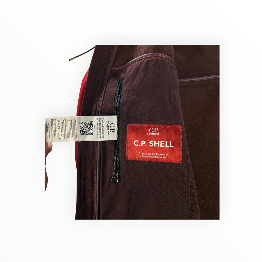 Secondstore C.P. Company Goggle Jacket interior showing red C.P. Shell performance fabric label and care tag