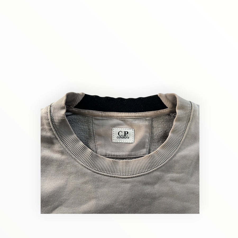 Secondstore C.P. Company grey cotton crewneck sweatshirt with ribbed collar and branded interior label