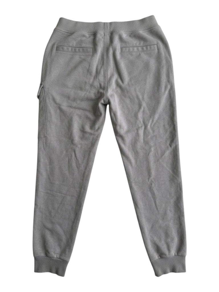 Secondstore grey C.P Company jogging pants featuring a back view with ribbed cuffs and side cargo pocket detail.