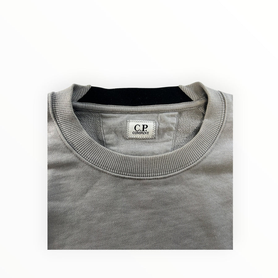 Secondstore C.P. Company grey cotton crew neck sweatshirt with ribbed collar and interior brand label detail