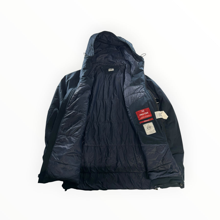 Secondstore C.P. Company navy Pro-Tek hooded jacket with Primaloft insulation and interior branding labels