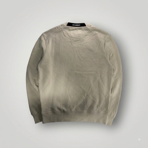 Vue arrière du sweat-shirt beige Secondstore C.P. Company en coton avec col rond et finitions côtelées
