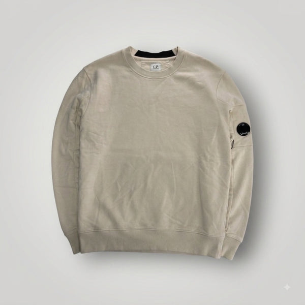 Sweat-shirt Secondstore C.P. Company beige en coton avec col rond et lentille emblématique sur la manche gauche