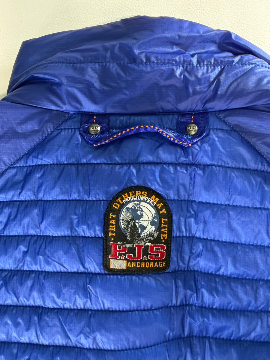 Gilet sans manches Secondstore Parajumpers bleu électrique matelassé avec écusson emblématique PJS au dos