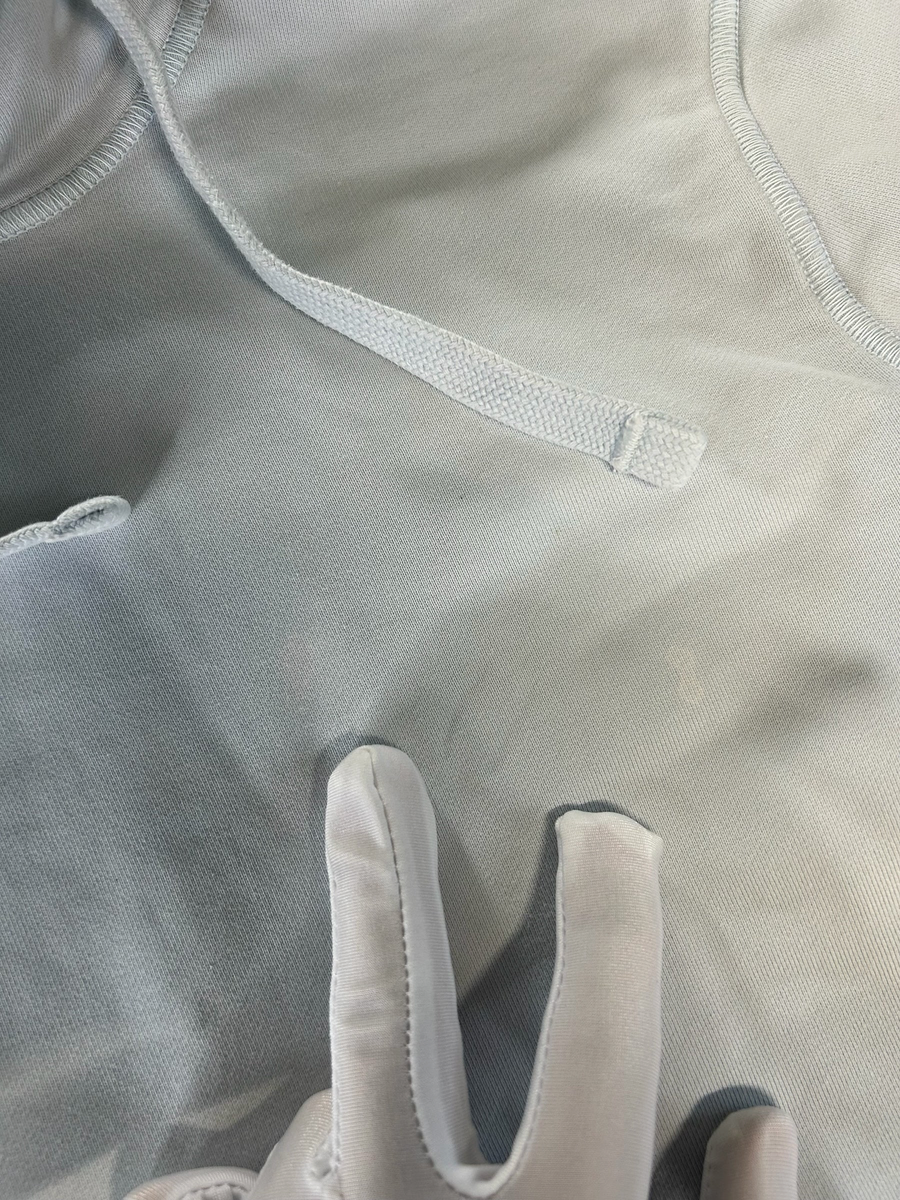 Secondstore light blue cotton hooded sweatshirt with adjustable drawstring hood and soft fabric texture