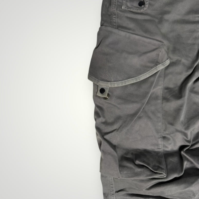Pantalon cargo gris en coton Secondstore avec poche latérale spacieuse et bouton pression