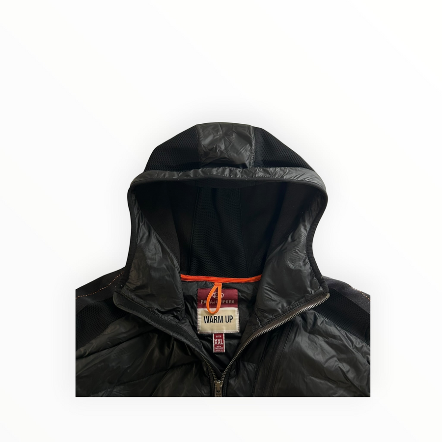 Secondstore veste hybride noire à capuche Parajumpers Warm Up avec détails matelassés et fermeture éclair