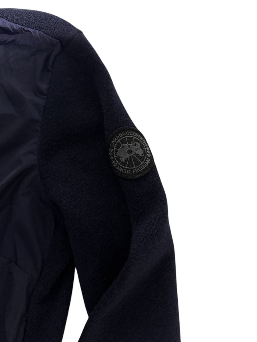 Pull zippé Canada Goose bleu marine bi-matière - écusson Arctic Program