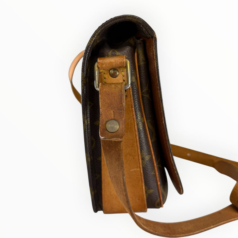 Sac bandoulière Secondstore Louis Vuitton en toile Monogram marron avec finitions en cuir naturel et bandoulière