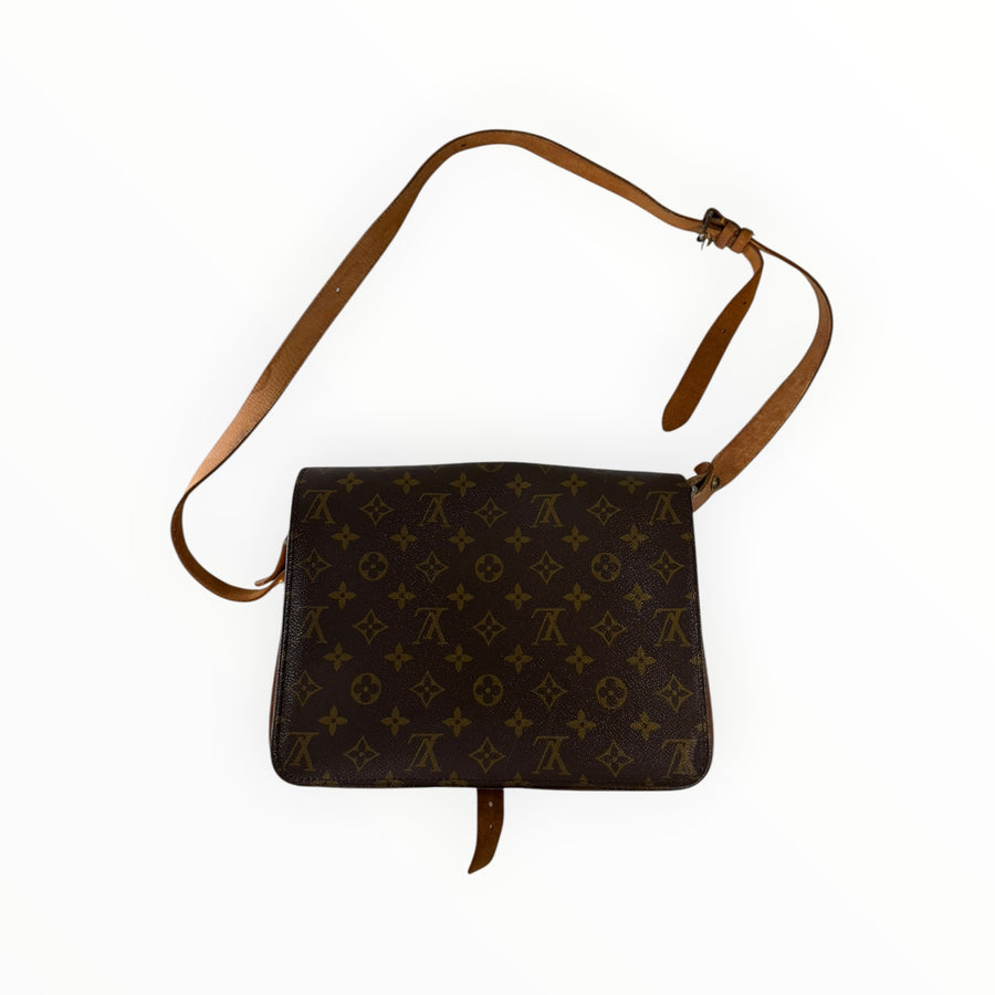 Sac bandoulière Secondstore Louis Vuitton en toile Monogram marron avec finitions en cuir naturel et sangle réglable