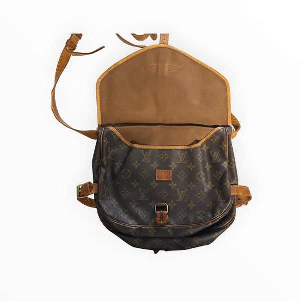 Sac bandoulière Secondstore Louis Vuitton en toile Monogram marron avec finitions en cuir naturel et détails dorés