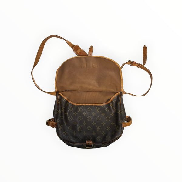Sac bandoulière Secondstore Louis Vuitton en toile Monogram marron avec finitions en cuir naturel et intérieur doublé