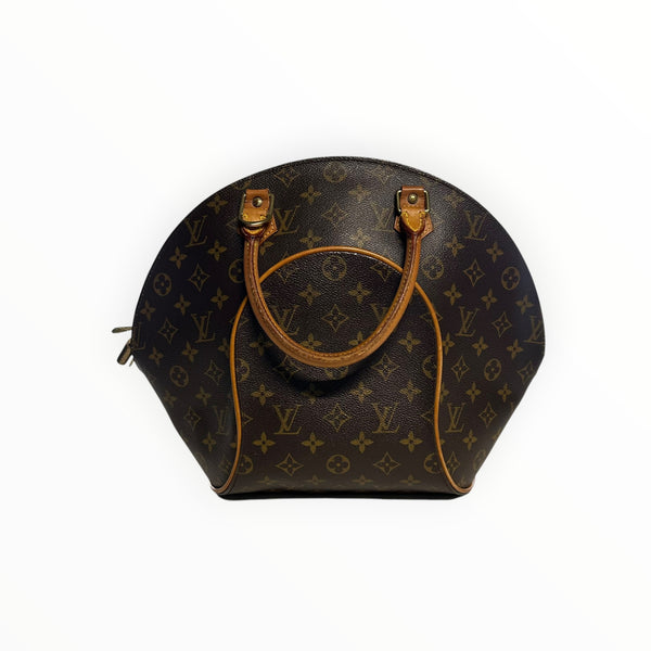Sac à main Secondstore Louis Vuitton Ellipse en toile Monogram marron avec anses en cuir de vachette naturel