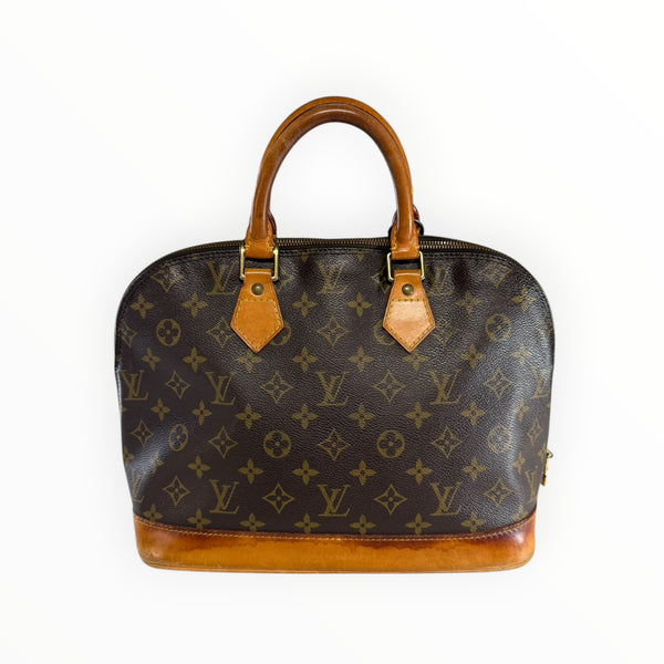 Sac à main Secondstore Louis Vuitton Alma en toile Monogram marron avec anses et finitions en cuir de vachette naturel