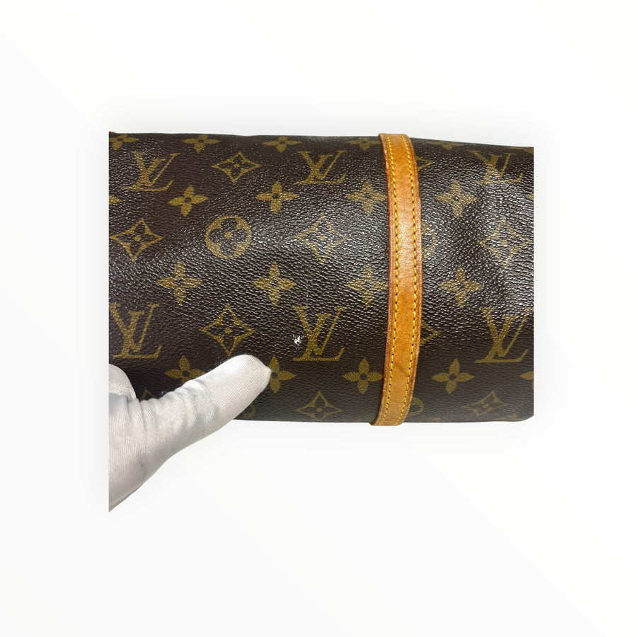 Sac à main Secondstore Louis Vuitton Papillon en toile Monogram marron avec détails en cuir de vachette naturel