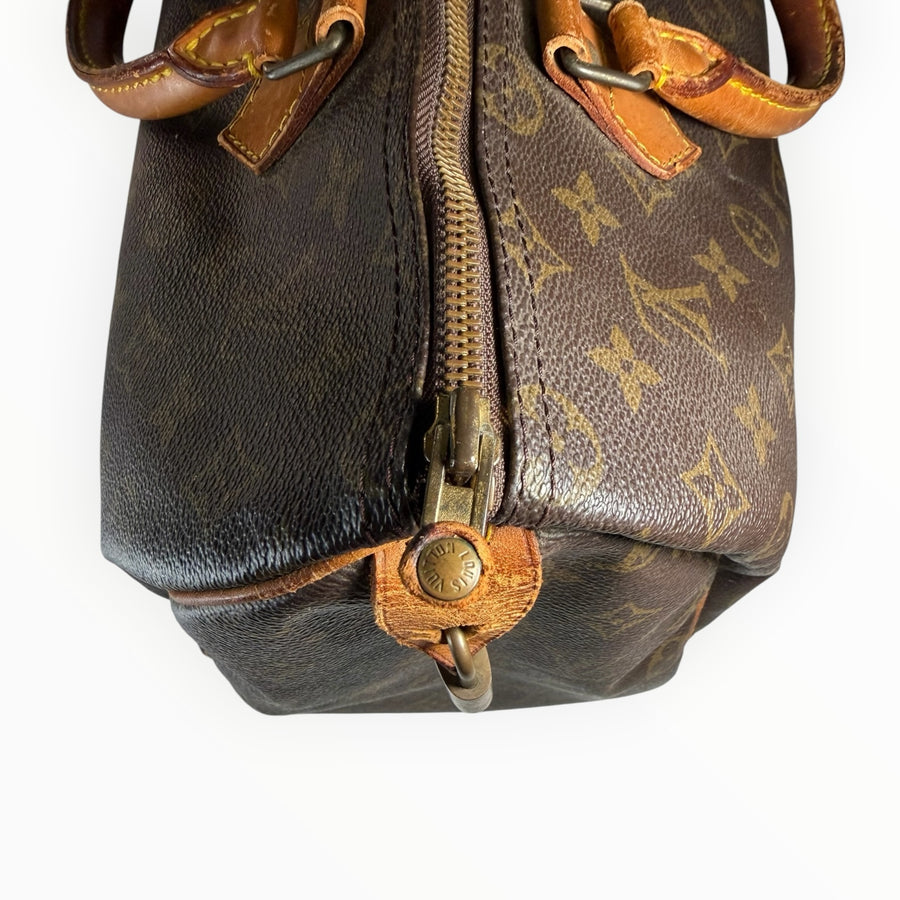 Sac à main Secondstore Louis Vuitton Speedy en toile Monogram marron avec garnitures en cuir et fermeture zippée