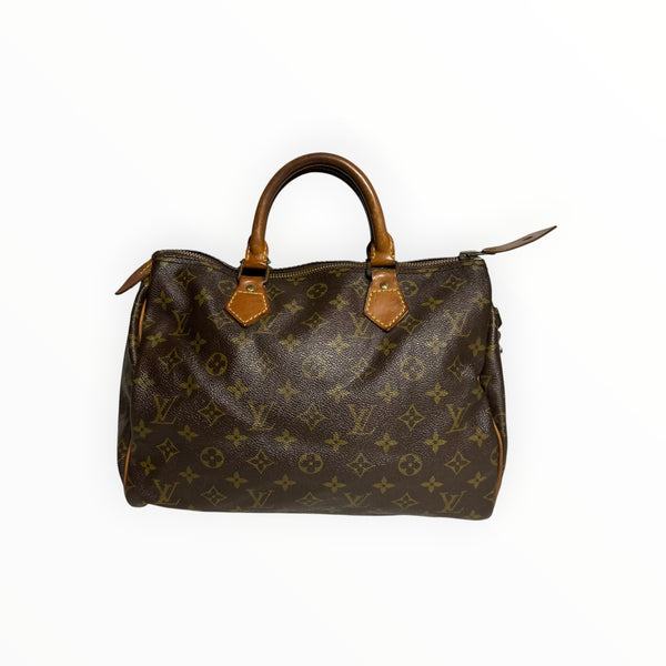 Sac à main Secondstore Louis Vuitton Speedy en toile Monogram marron avec anses et finitions en cuir naturel