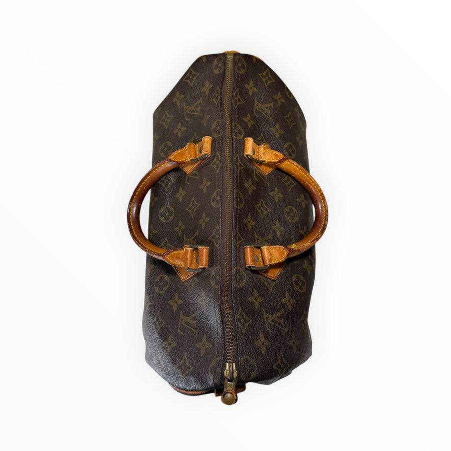 Sac à main Secondstore Louis Vuitton Speedy en toile Monogram marron avec poignées en cuir et fermeture zippée