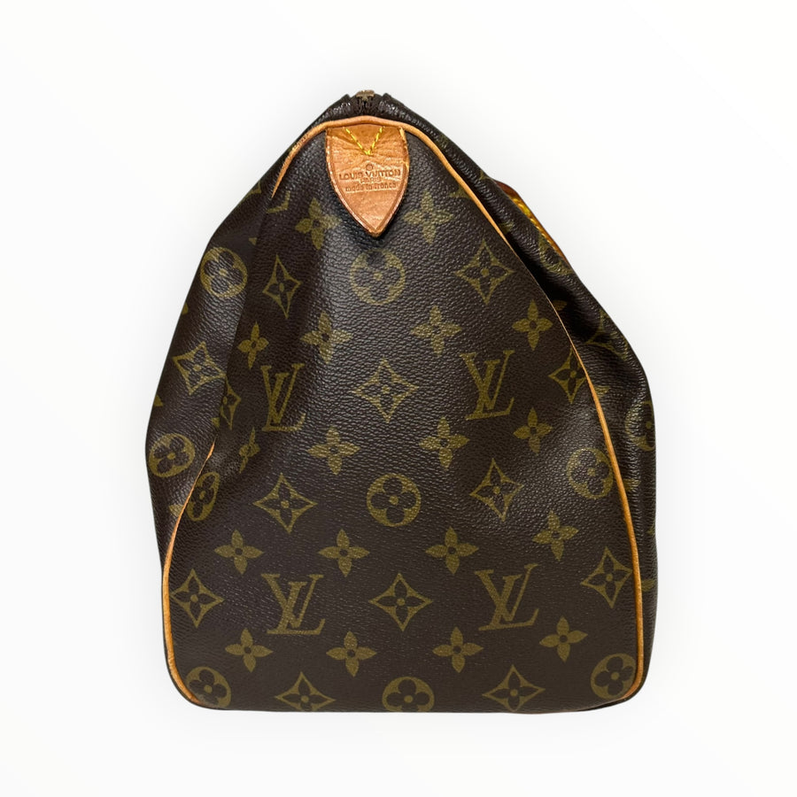 Sac à main Secondstore Louis Vuitton Speedy en toile enduite Monogram marron avec finitions en cuir de vachette