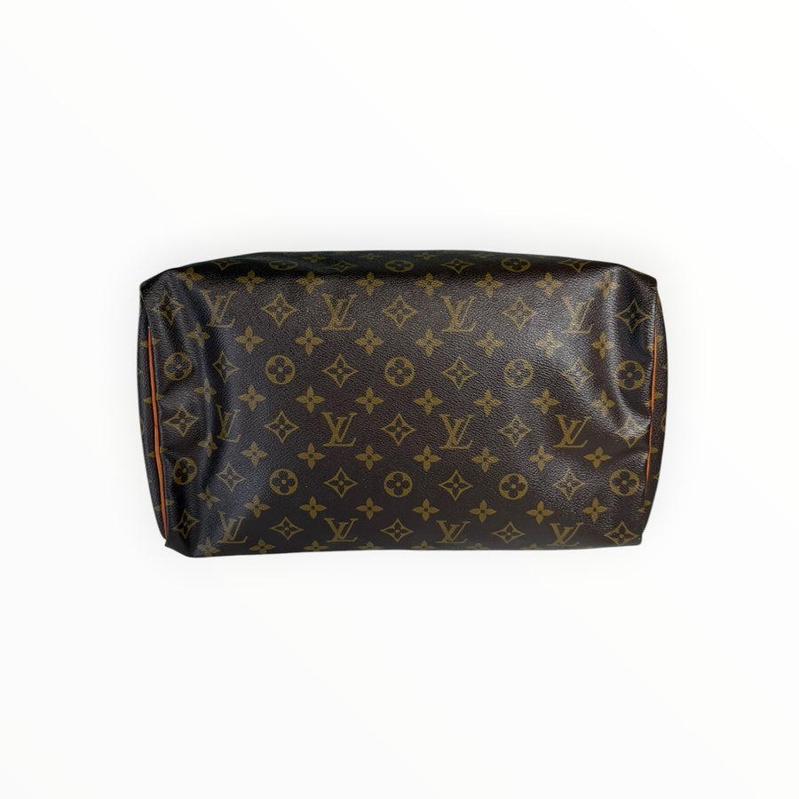 Sac à main Secondstore Louis Vuitton Speedy en toile Monogram marron classique avec finitions en cuir