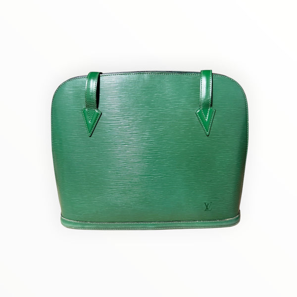 Sac à main Secondstore Louis Vuitton en cuir Épi vert profond avec texture grainée et logo embossé