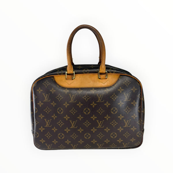 Sac à main Secondstore Louis Vuitton en toile Monogram marron avec finitions en cuir de vachette naturel