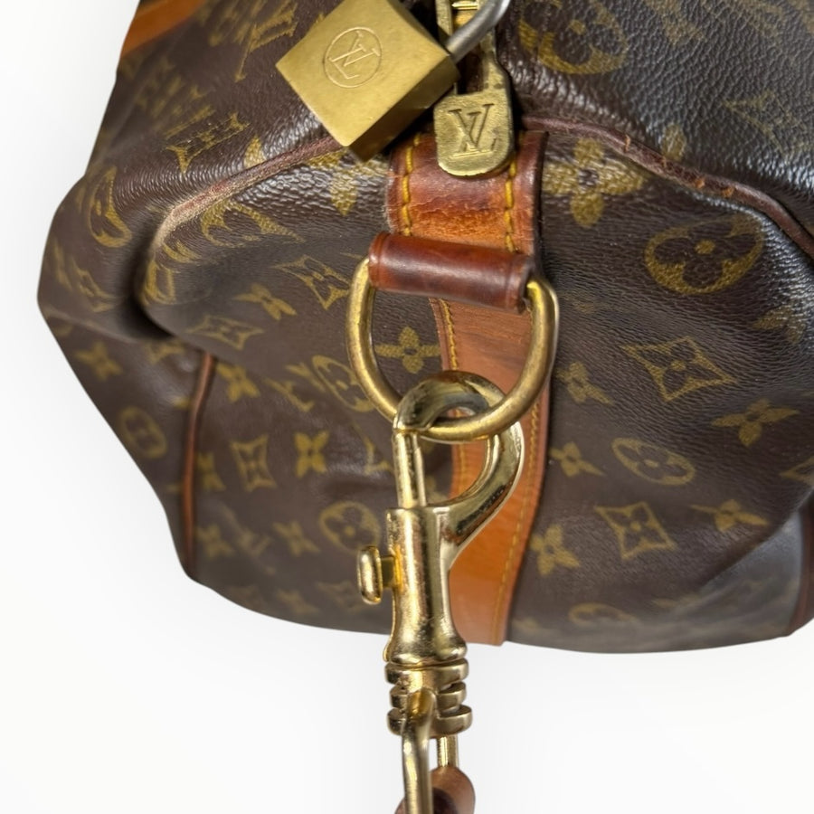 Sac de voyage Secondstore Louis Vuitton Keepall en toile Monogram avec cadenas en laiton doré et détails en cuir