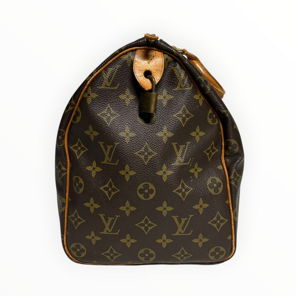 Sac de voyage Secondstore Louis Vuitton Speedy en toile Monogram marron avec finitions en cuir et cadenas doré