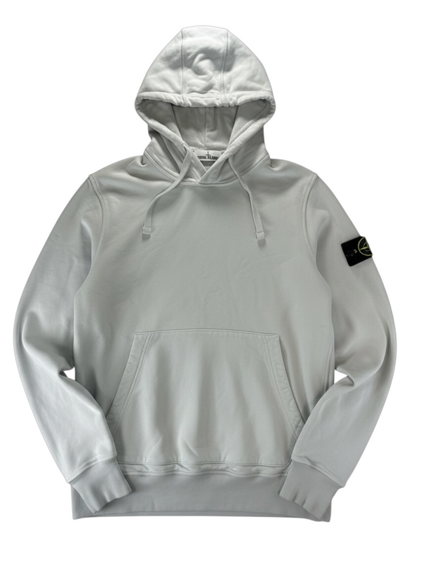 Sweat à capuche Secondstore Stone Island en coton bleu clair avec poche kangourou et badge boussole sur la manche