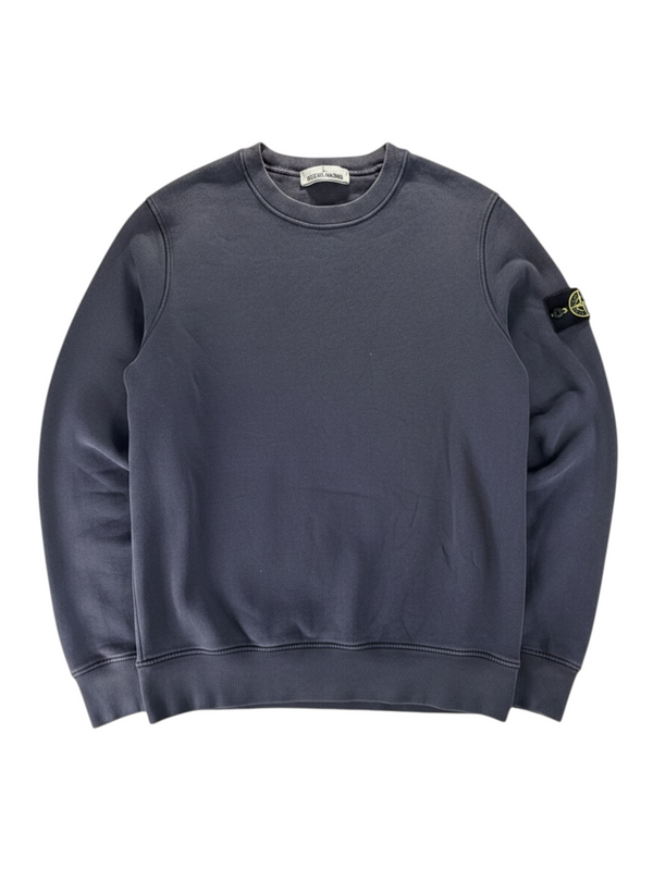 Sweat-shirt à col rond Secondstore Stone Island en coton gris anthracite avec badge boussole emblématique sur la manche