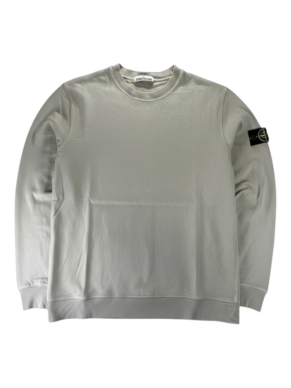 Sweat-shirt à col rond Secondstore Stone Island en coton gris clair avec badge boussole emblématique sur la manche