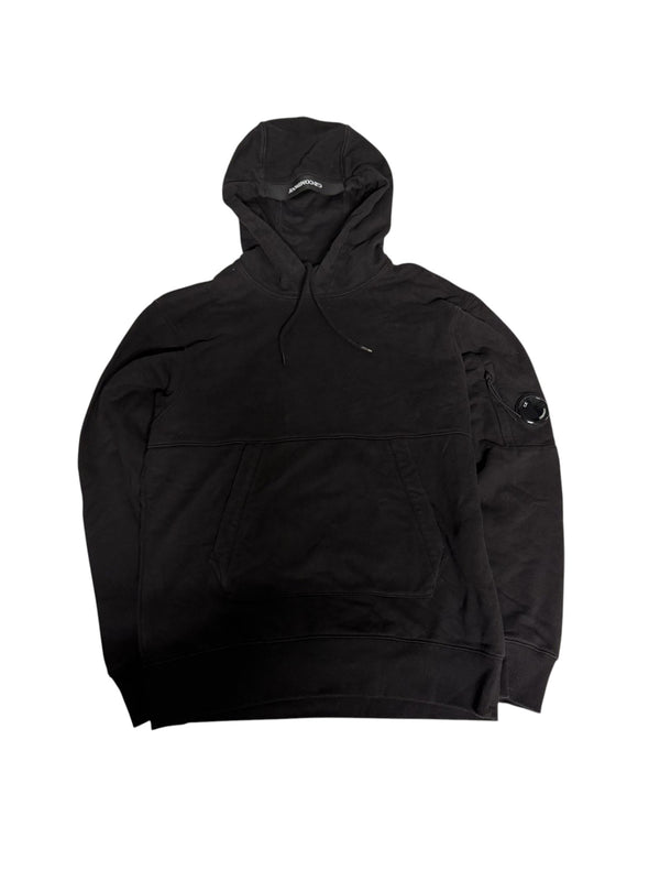 Sweat à capuche C.P. Company noir à lentille - face