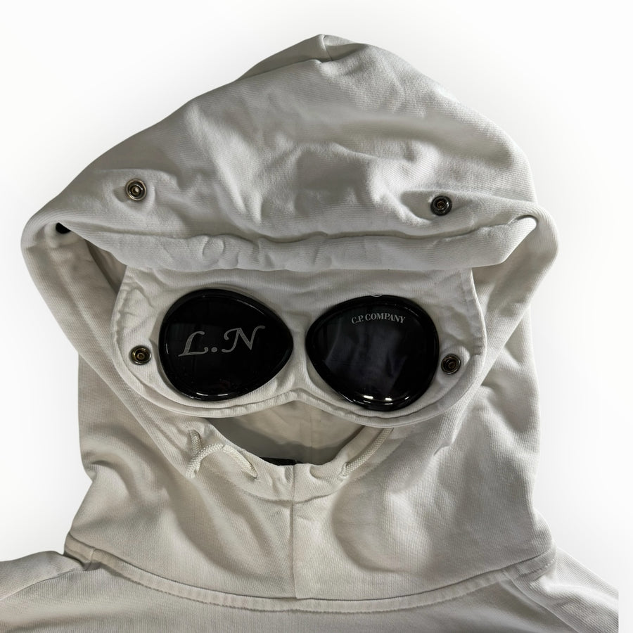 Sweat à capuche Secondstore blanc cassé en coton avec lunettes de protection intégrées à la capuche