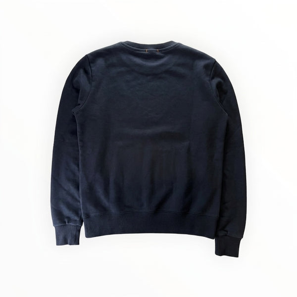 Sweat-shirt à col rond bleu marine Secondstore en coton avec finitions côtelées, vue arrière