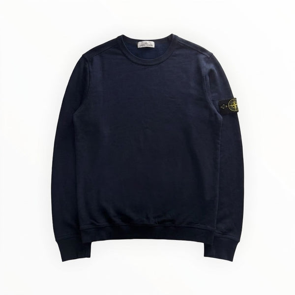 Sweat-shirt à col rond bleu marine Secondstore en coton avec badge boussole emblématique sur la manche gauche