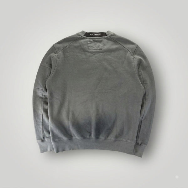 Vue arrière du sweat-shirt gris en coton Secondstore C.P. Company avec col rond et finitions côtelées