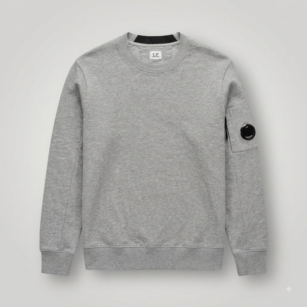 Sweat-shirt Secondstore C.P. Company gris chiné en coton avec col rond et poche zippée signature à lentille