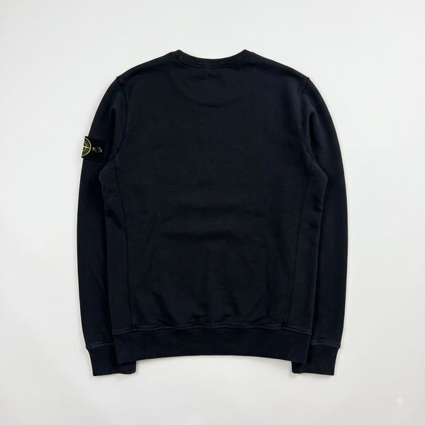 Sweat-shirt Secondstore Stone Island bleu marine en coton avec badge boussole emblématique sur la manche gauche