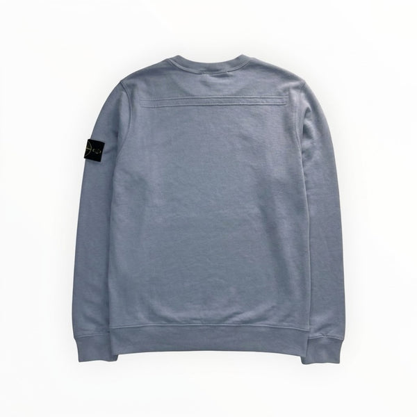 Sweat-shirt Secondstore Stone Island bleu ciel en coton avec badge boussole emblématique sur la manche