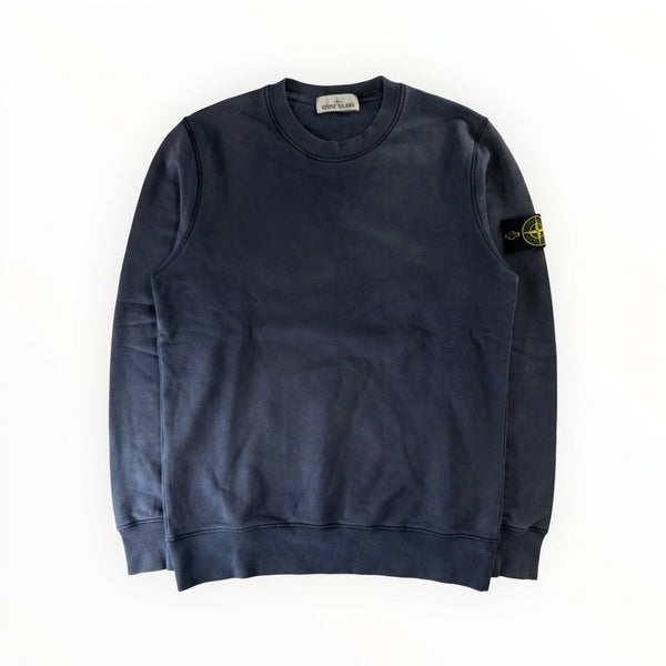 Sweat-shirt à col rond Secondstore Stone Island en coton bleu marine avec écusson signature sur la manche gauche
