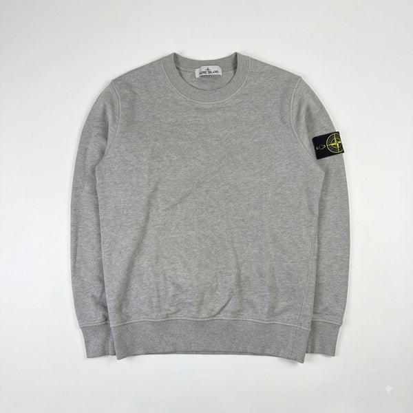 Sweat-shirt Secondstore Stone Island gris chiné en coton avec badge Compass emblématique sur la manche gauche