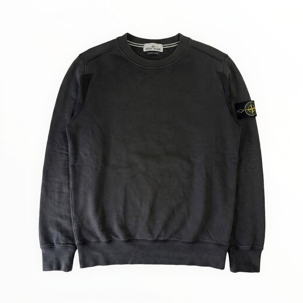 Sweat-shirt Secondstore Stone Island gris anthracite en coton avec badge boussole amovible sur la manche