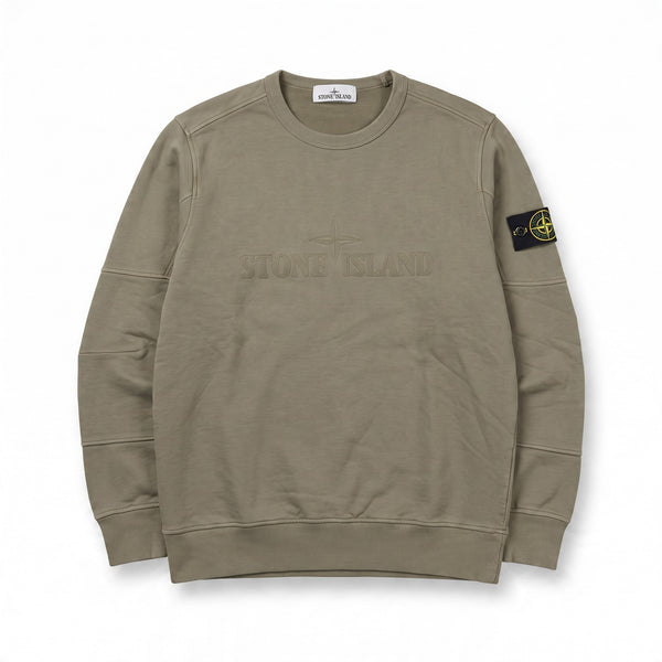 Sweat Stone Island kaki écriture embossée
