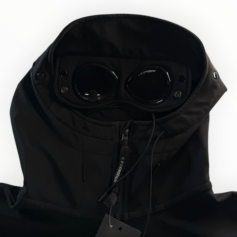 Veste noire Secondstore C.P. Company Goggle Jacket en tissu technique avec lunettes intégrées à la capuche