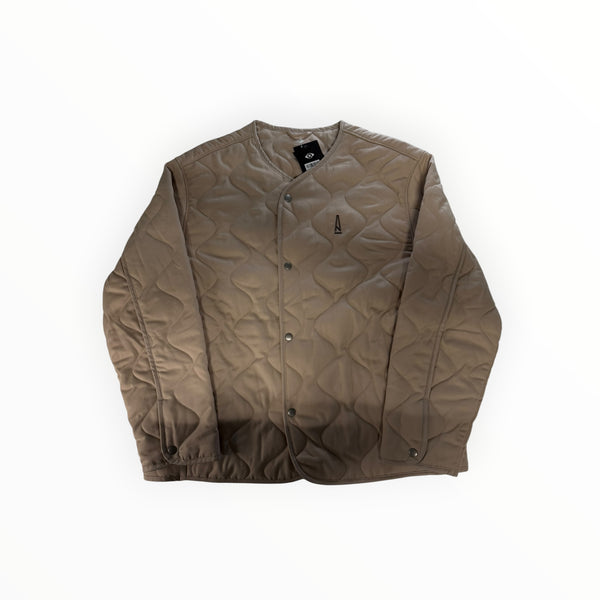 Veste matelassée beige Secondstore Converse à col rond avec motif en losanges et fermeture à boutons-pression